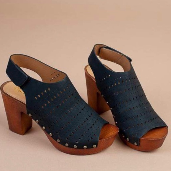 Liz Peep Toe Heels Black & Brown - Picture 3 of 5